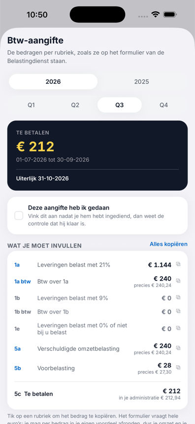 De btw-aangifte met de rubrieken van de Belastingdienst